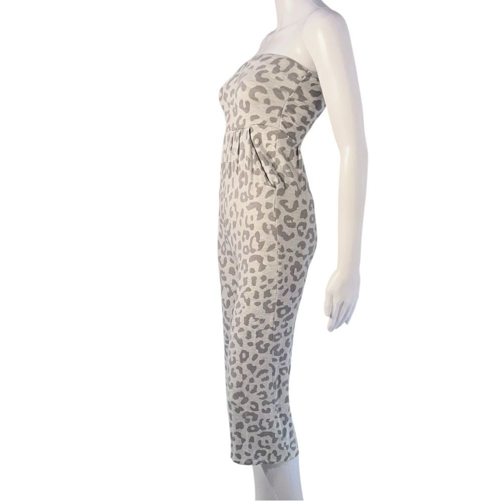 Grey Leopard Strapless Jumpsuit